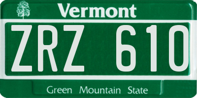 VT license plate ZRZ610