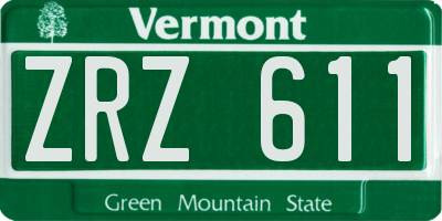 VT license plate ZRZ611