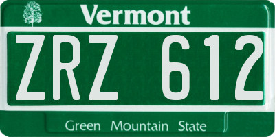 VT license plate ZRZ612