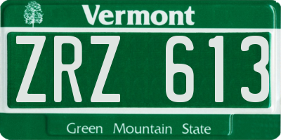 VT license plate ZRZ613