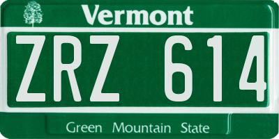 VT license plate ZRZ614