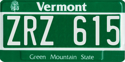 VT license plate ZRZ615