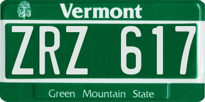 VT license plate ZRZ617