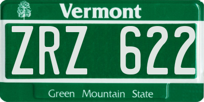 VT license plate ZRZ622