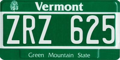 VT license plate ZRZ625
