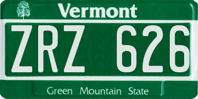 VT license plate ZRZ626