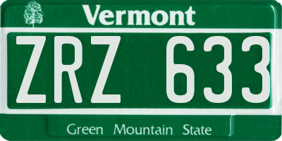 VT license plate ZRZ633