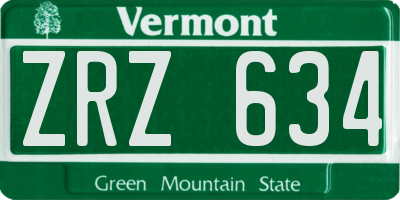VT license plate ZRZ634