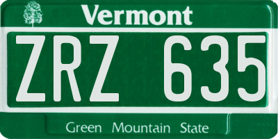 VT license plate ZRZ635