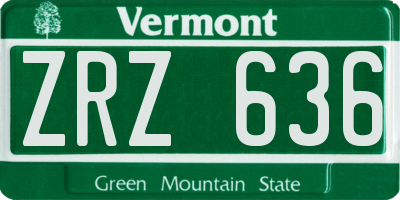 VT license plate ZRZ636