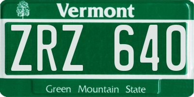 VT license plate ZRZ640