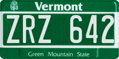 VT license plate ZRZ642