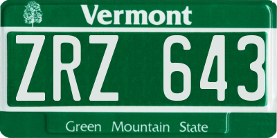 VT license plate ZRZ643