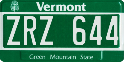 VT license plate ZRZ644