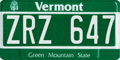 VT license plate ZRZ647