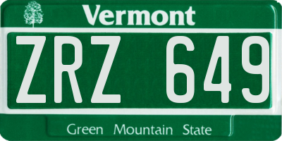VT license plate ZRZ649
