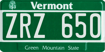 VT license plate ZRZ650