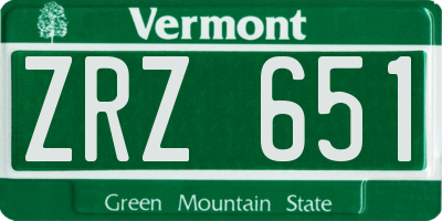 VT license plate ZRZ651