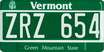 VT license plate ZRZ654