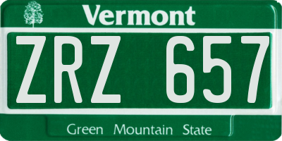 VT license plate ZRZ657
