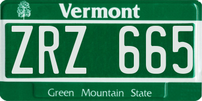 VT license plate ZRZ665