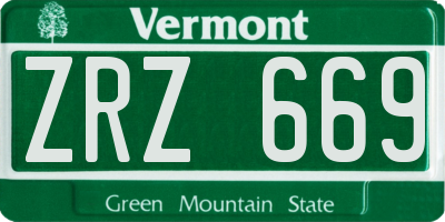 VT license plate ZRZ669