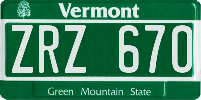 VT license plate ZRZ670