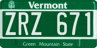 VT license plate ZRZ671