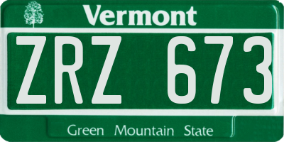 VT license plate ZRZ673
