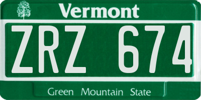 VT license plate ZRZ674