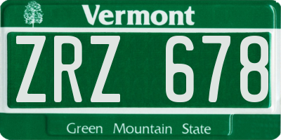 VT license plate ZRZ678