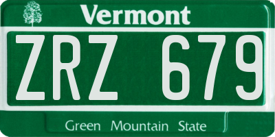 VT license plate ZRZ679