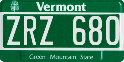 VT license plate ZRZ680
