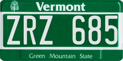 VT license plate ZRZ685