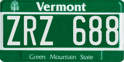 VT license plate ZRZ688