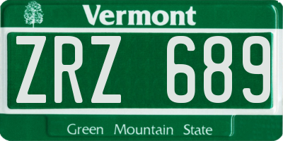 VT license plate ZRZ689