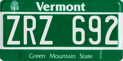 VT license plate ZRZ692