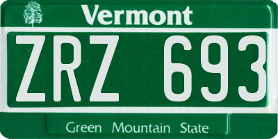 VT license plate ZRZ693
