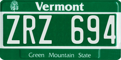 VT license plate ZRZ694