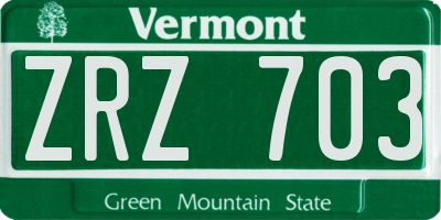 VT license plate ZRZ703