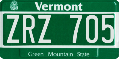 VT license plate ZRZ705