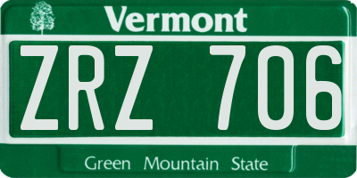 VT license plate ZRZ706