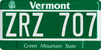 VT license plate ZRZ707
