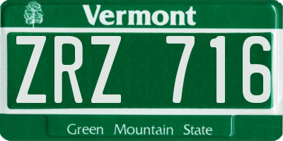 VT license plate ZRZ716