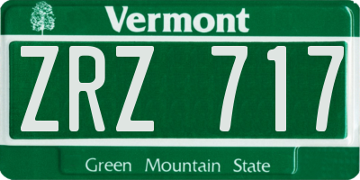 VT license plate ZRZ717