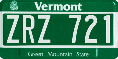 VT license plate ZRZ721