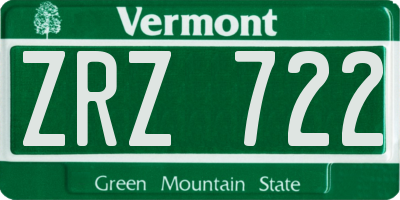 VT license plate ZRZ722