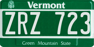 VT license plate ZRZ723