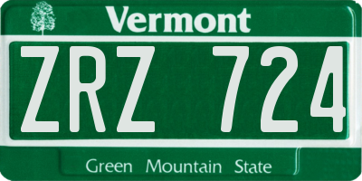 VT license plate ZRZ724