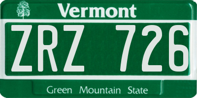 VT license plate ZRZ726